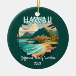 Hawaii Beach Family Vacation Vintage Retro Ornamen セラミックオーナメント