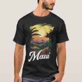 Hawaii Beach Sunset Ocean Maui Aloha Retro Hawaiia Tシャツ (正面)