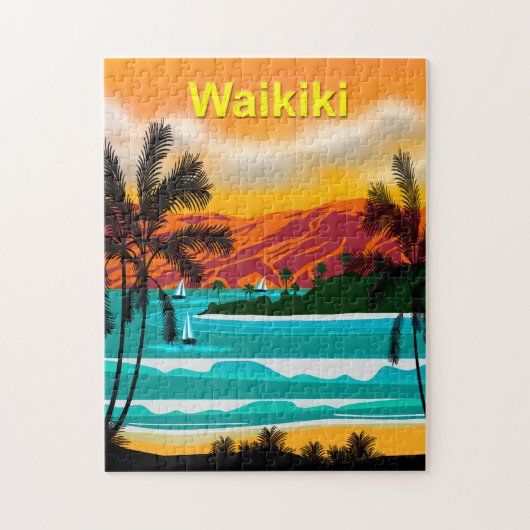 Hawaii Beach Travel Poster Puzzle ジグソーパズル (縦)