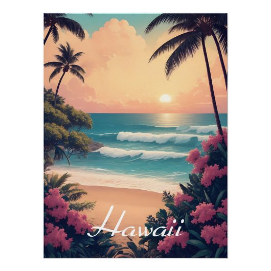Hawaii Beach USA Travel Poster ポスター (正面)