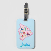 Hawaii Big Island Map Cute Pastel Illustration ラゲッジタグ (正面縦)