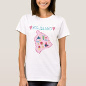 Hawaii Big Island Map Cute Pastel Illustration Tシャツ (正面)