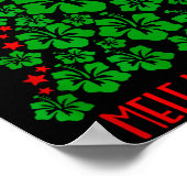 Hawaii Christmas Mele Kalikimaka Floral Christmas ポスター (角)