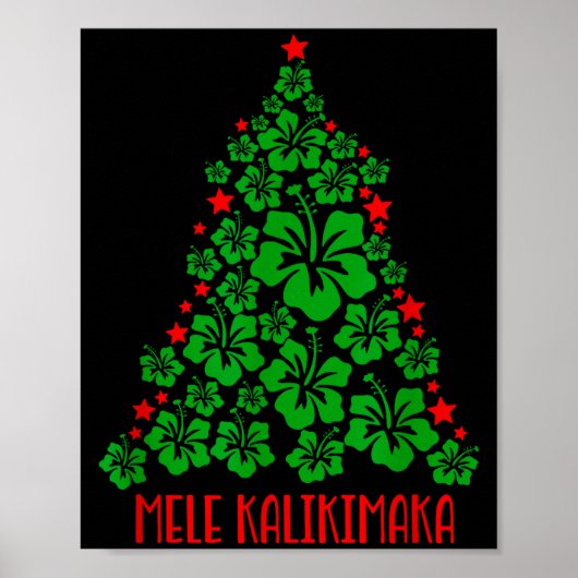 Hawaii Christmas Mele Kalikimaka Floral Christmas ポスター (正面)