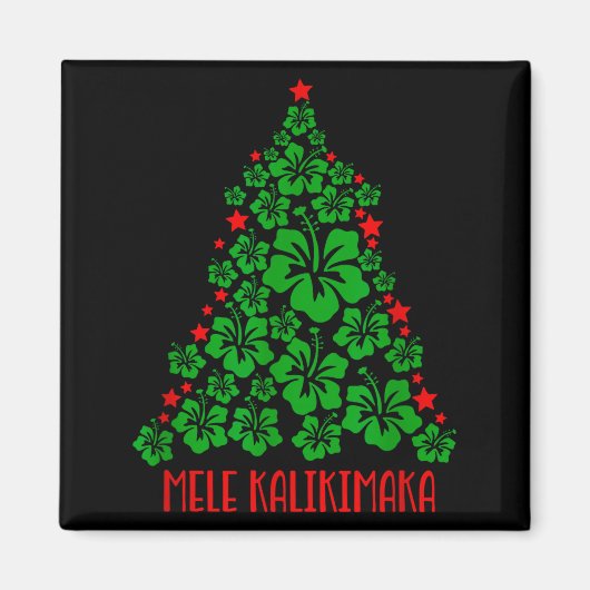 Hawaii Christmas Mele Kalikimaka Floral Christmas  マグネット (正面)
