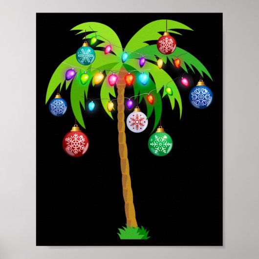 Hawaii Christmas Palm Tree Tropical Xmas Coconut L ポスター (正面)