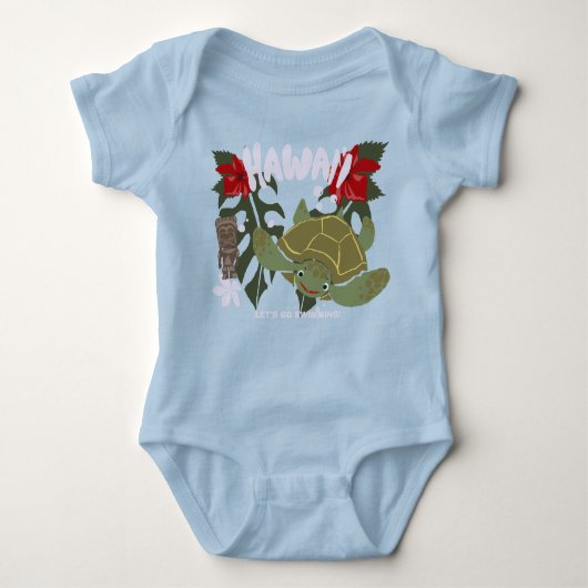 Hawaii Cute Tropical Sea Turtle Baby Suit  ベビーボディスーツ (正面)