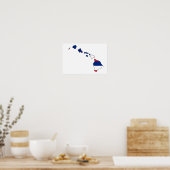 Hawaii Flag Map ポスター (キッチン)