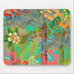 Hawaii Flower Hula Vintage Floral Graphic マウスパッド<br><div class="desc">Hawaii Colorful Hula Collage - This image is a graphic art design of Hawaiian flowers and palm trees. The botanical collage is all about the color of the tropical island.</div>