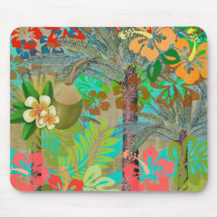 Hawaii Flower Hula Vintage Floral Graphic マウスパッド
