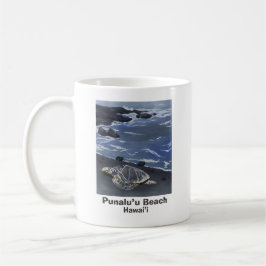 Hawaii Green Sea Turtle on Black Sand Beach  Coffe コーヒーマグカップ