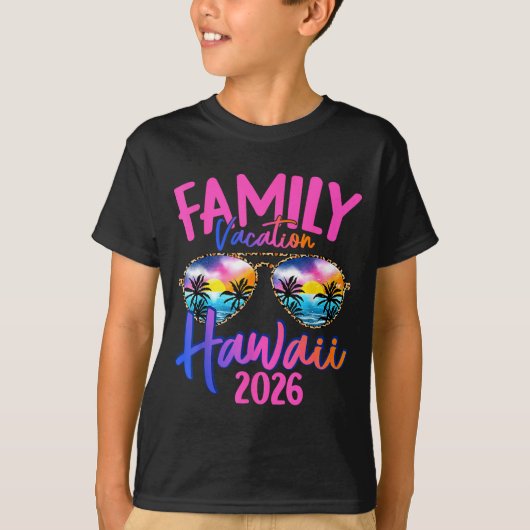 Hawaii Hawaiian Vacation 2026 Souvenir Matching Fa Tシャツ (正面)
