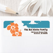 Hawaii Hibiscus & Summer Clouds Customizable ラベル