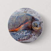 Hawaii Honu Sea Turtleフォトスクリプリラックストはっきりした 缶バッジ (正面)