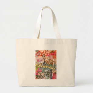 Hawaii Hula Travel Flower Vintage ラージトートバッグ