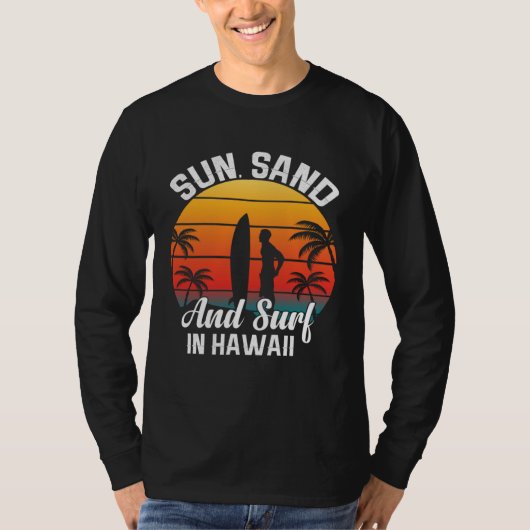 Hawaii island of sun beach waves and palm trees  7 tシャツ (正面)