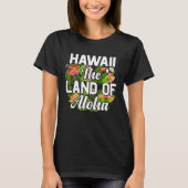 Hawaii island of sun beach waves and palm trees tシャツ (正面)
