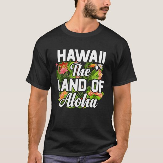 Hawaii island of sun beach waves and palm trees tシャツ (正面)
