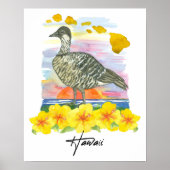 Hawaii Islands State Bird Nene Sunset Ocean ポスター (正面)