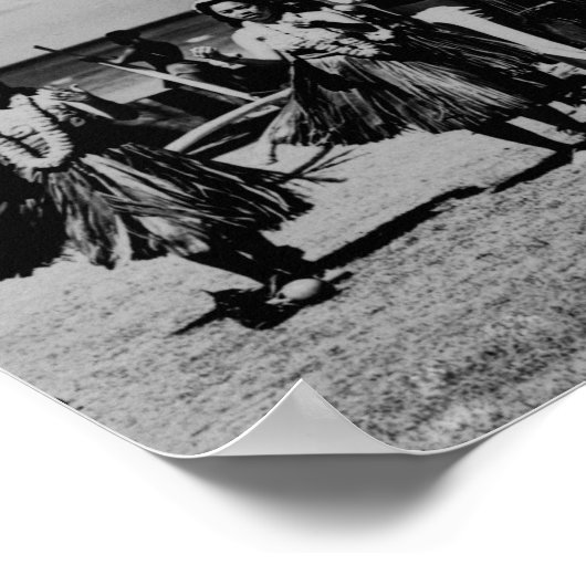 Hawaii - Line of Hula Girls Dancing ポスター (角)