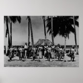 Hawaii - Line of Hula Girls Dancing ポスター (正面)