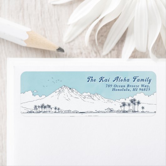 Hawaii Mountain Blue sky- Return Customizable ラベル (インサイチュ)