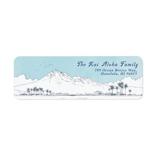 Hawaii Mountain Blue sky- Return Customizable ラベル (正面)