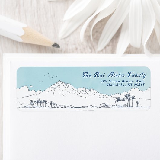 Hawaii Mountain Blue sky- Return Customizable ラベル