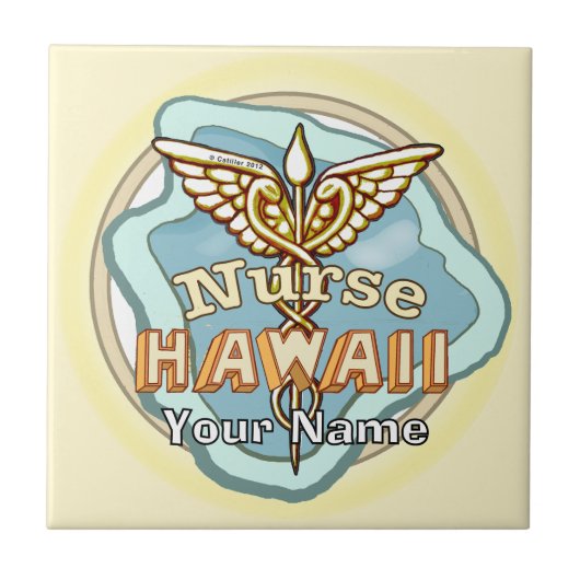Hawaii Nurse Caduceus tile タイル (正面)
