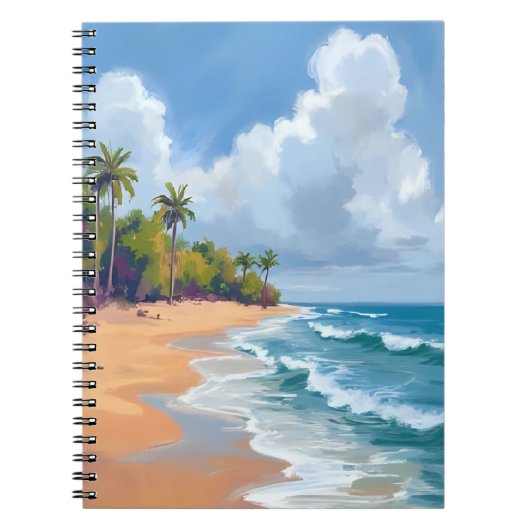 Hawaii Ocean Shore Watercolor Painting ノートブック (正面)