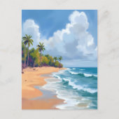 Hawaii Ocean Shore Watercolor Painting ポストカード (正面)