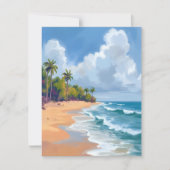 Hawaii Ocean Shore Watercolor Painting Card (正面)