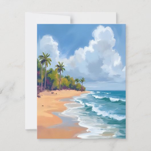 Hawaii Ocean Shore Watercolor Painting Card (正面)