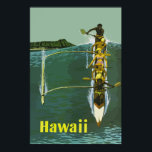 Hawaii Outrigger Canoe Vintage Travel Poster ポスター<br><div class="desc">Hawaii outrigger canoe. This vintage travel poster shows people paddling an outrigger canoe off Waikiki Beach. Diamond Head is in the background.</div>