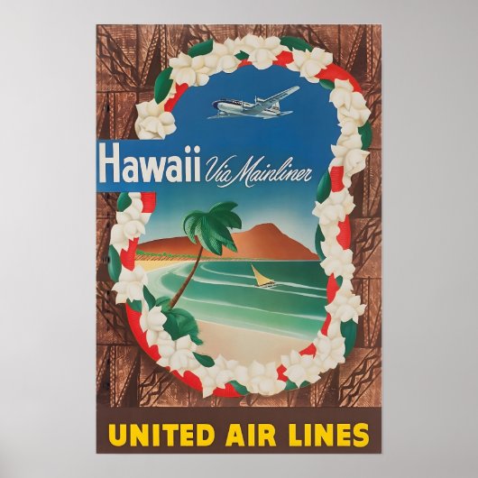 Hawaii Painting Hawaiian Art Print United Travel P ポスター (正面)