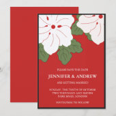 Hawaii Redフローラ日付の保存招待状 招待状 (正面/裏面)