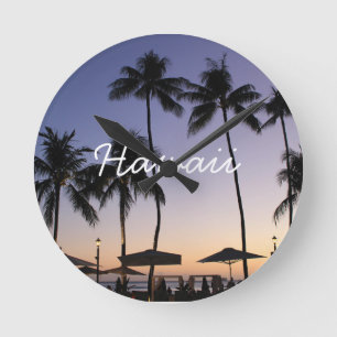 Hawaii resort sunset ラウンド壁時計