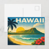 Hawaii Retro Travel Postcard ポストカード (正面/裏面)