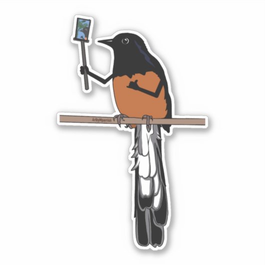 Hawaii Shama Bird Selfie  シール (正面)