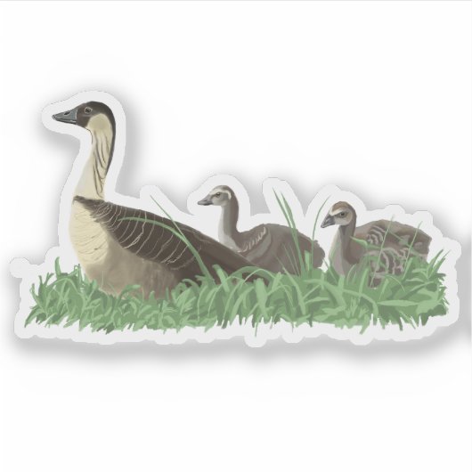 Hawaii State Bird Nene Goose Family シール (正面)