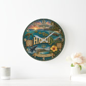 Hawaii State Heritage Island Map Sea Turtle ラージ壁時計 (ホーム)