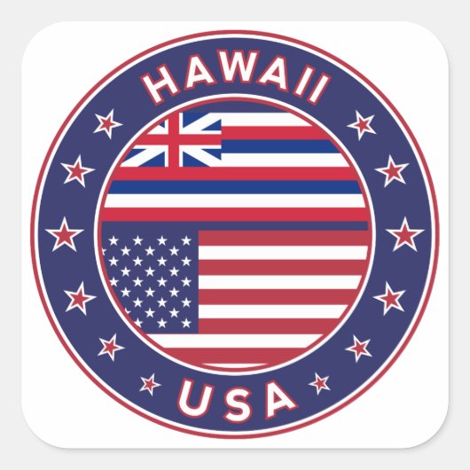 Hawaii sticker, Hawaii, USA スクエアシール (正面)