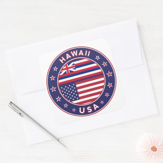 Hawaii sticker, Hawaii, USA スクエアシール (封筒)