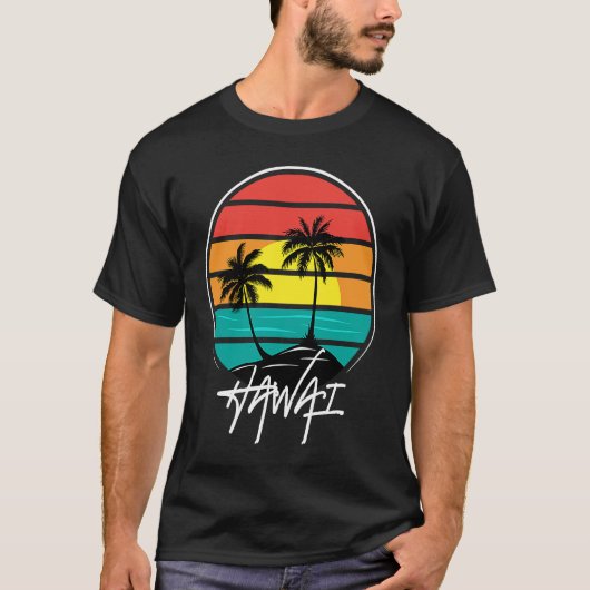 Hawaii Summer Beach Vintage Sunset 1 Tシャツ (正面)