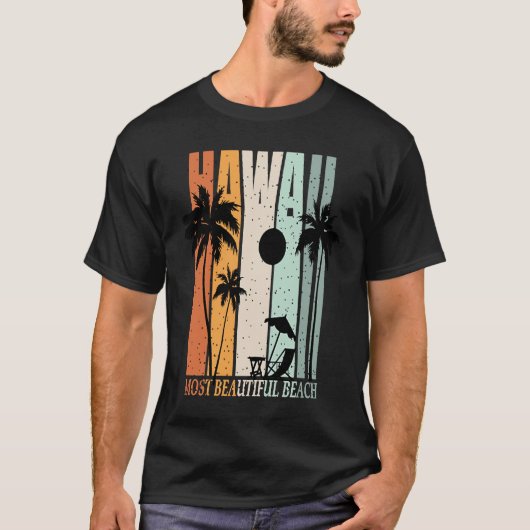 Hawaii Summer Beach Vintage Sunset Tシャツ (正面)