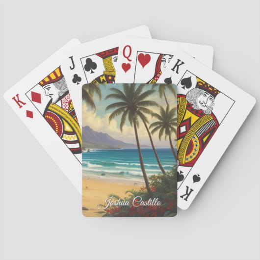 Hawaii Sunset Calligraphy Simple Professional Name トランプ (裏面)