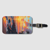 Hawaii Sunset Calligraphy Simple Professional Name ラゲッジタグ (正面横)