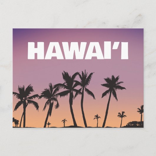 Hawaii Sunset Palm Tree Gradient Sky Postcard ポストカード (正面)