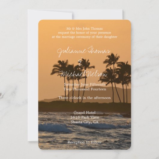 Hawaii Sunset Wedding 招待状 (裏面)