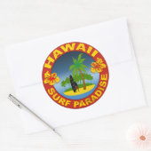hawaii surf design sticker ラウンドシール (封筒)